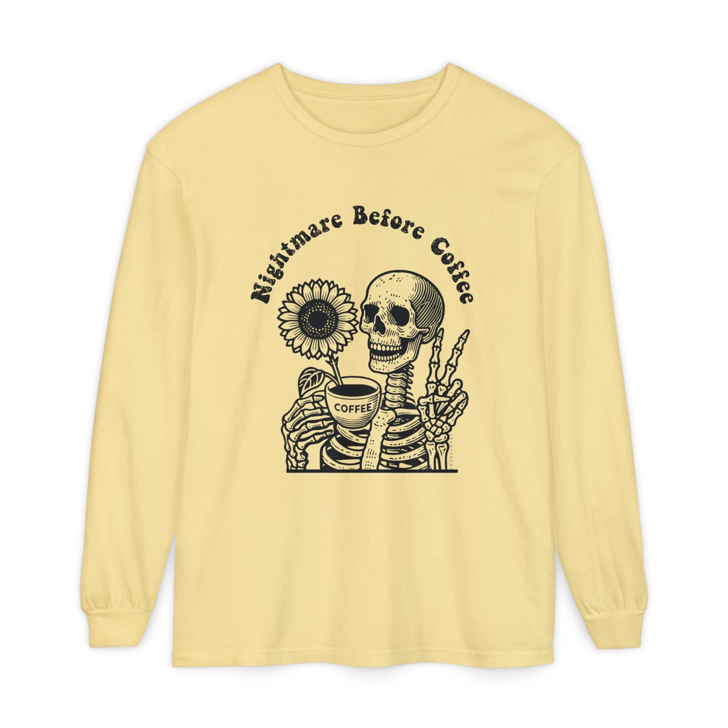 Nightmare Before Coffee | Premium Long Sleeve Shirt | Unisex Garment-dyed