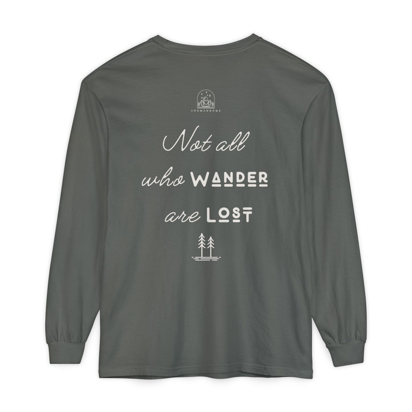 Wanderlust Gnome | Unisex Garment-dyed Long Sleeve Shirt