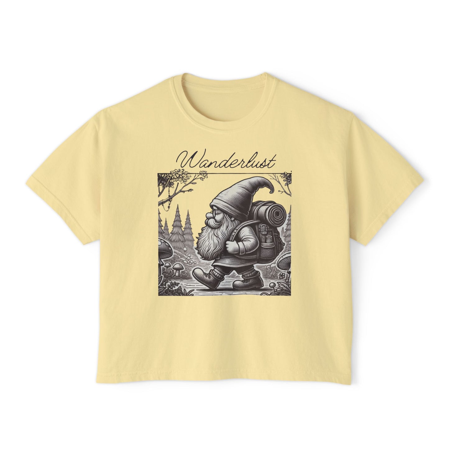 Wanderlust Gnome | Boxy Crop Top | Heavy Weight Cotton Cozieness