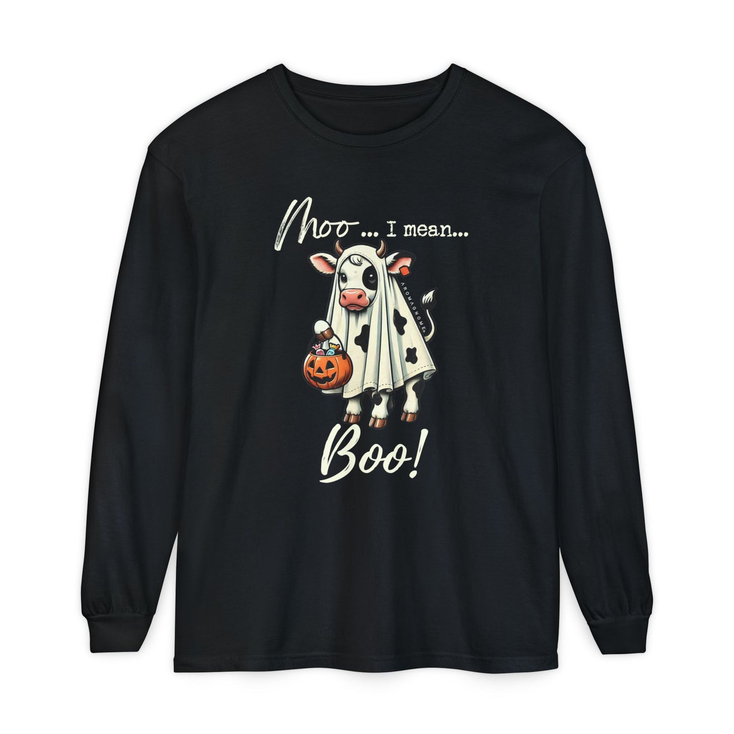Moo I Mean Boo | Premium Garment-dyed Long Sleeve Shirt