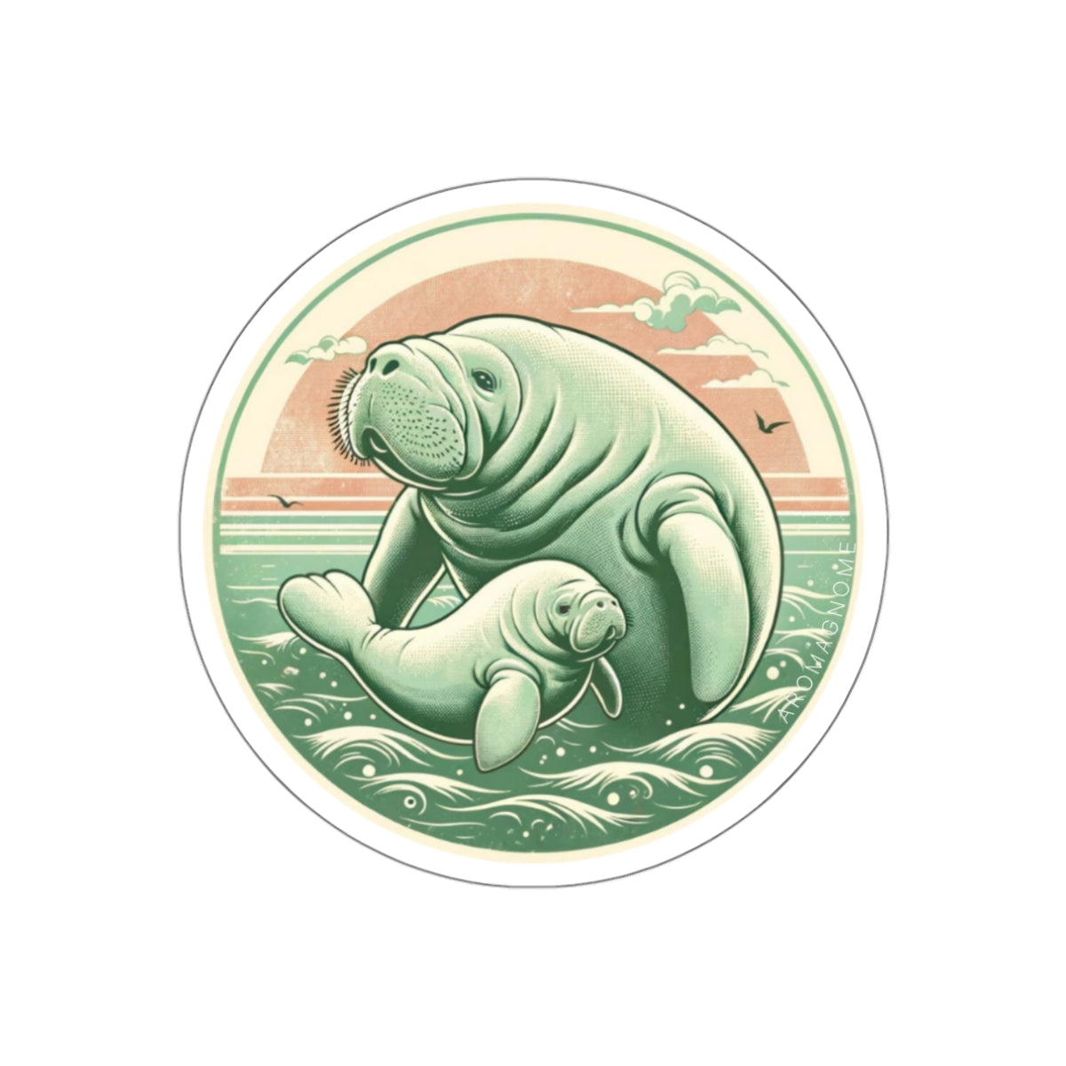 Manatee Mama | Retro-Vintage Sticker
