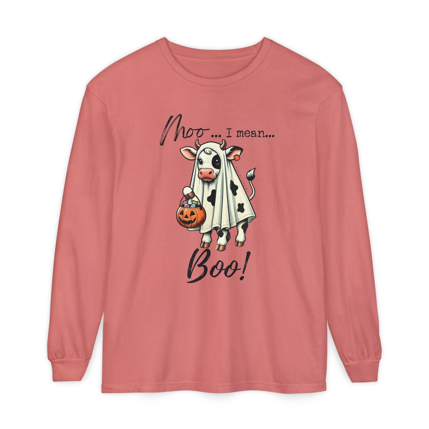 Moo I Mean Boo | Premium Garment-dyed Long Sleeve Shirt