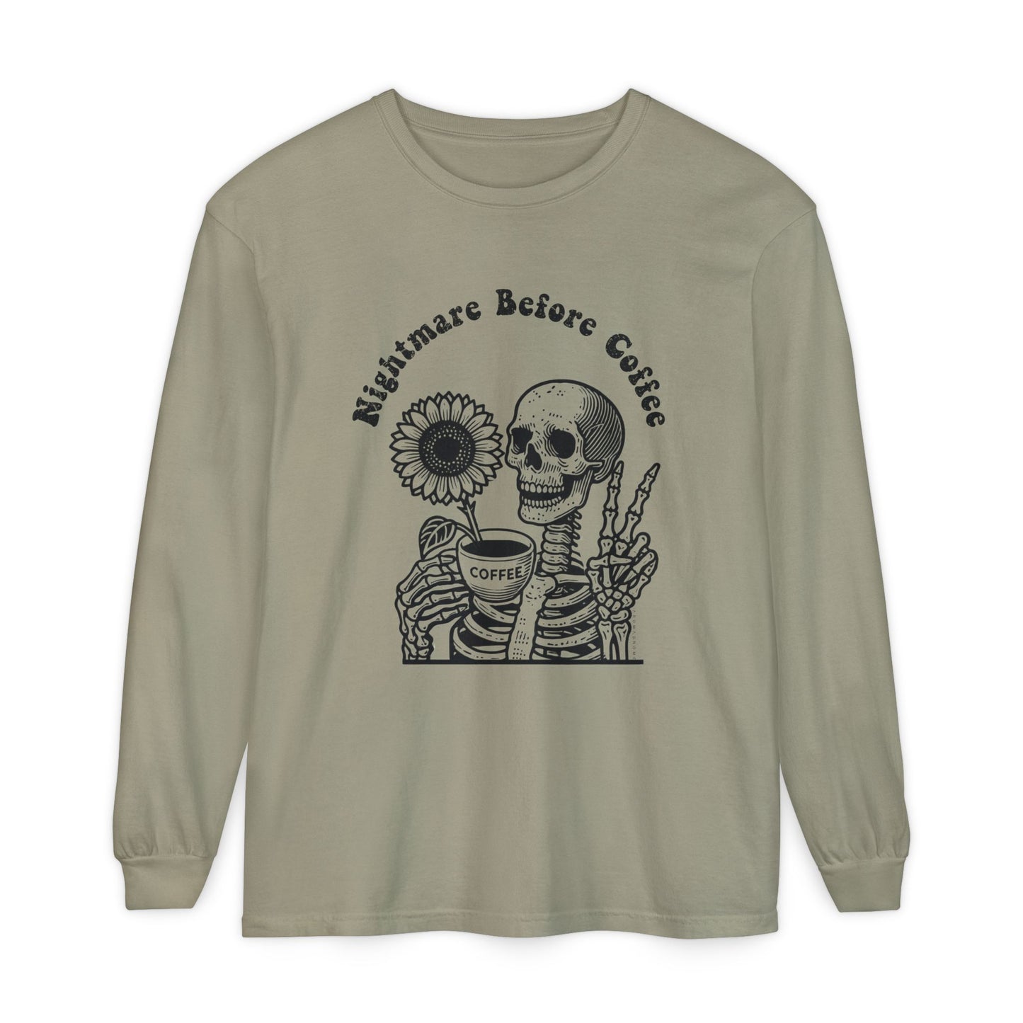 Nightmare Before Coffee | Premium Long Sleeve Shirt | Unisex Garment-dyed