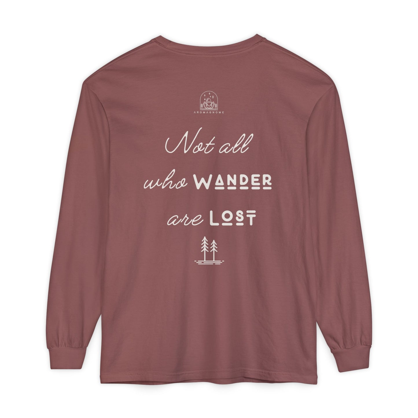 Wanderlust Gnome | Unisex Garment-dyed Long Sleeve Shirt