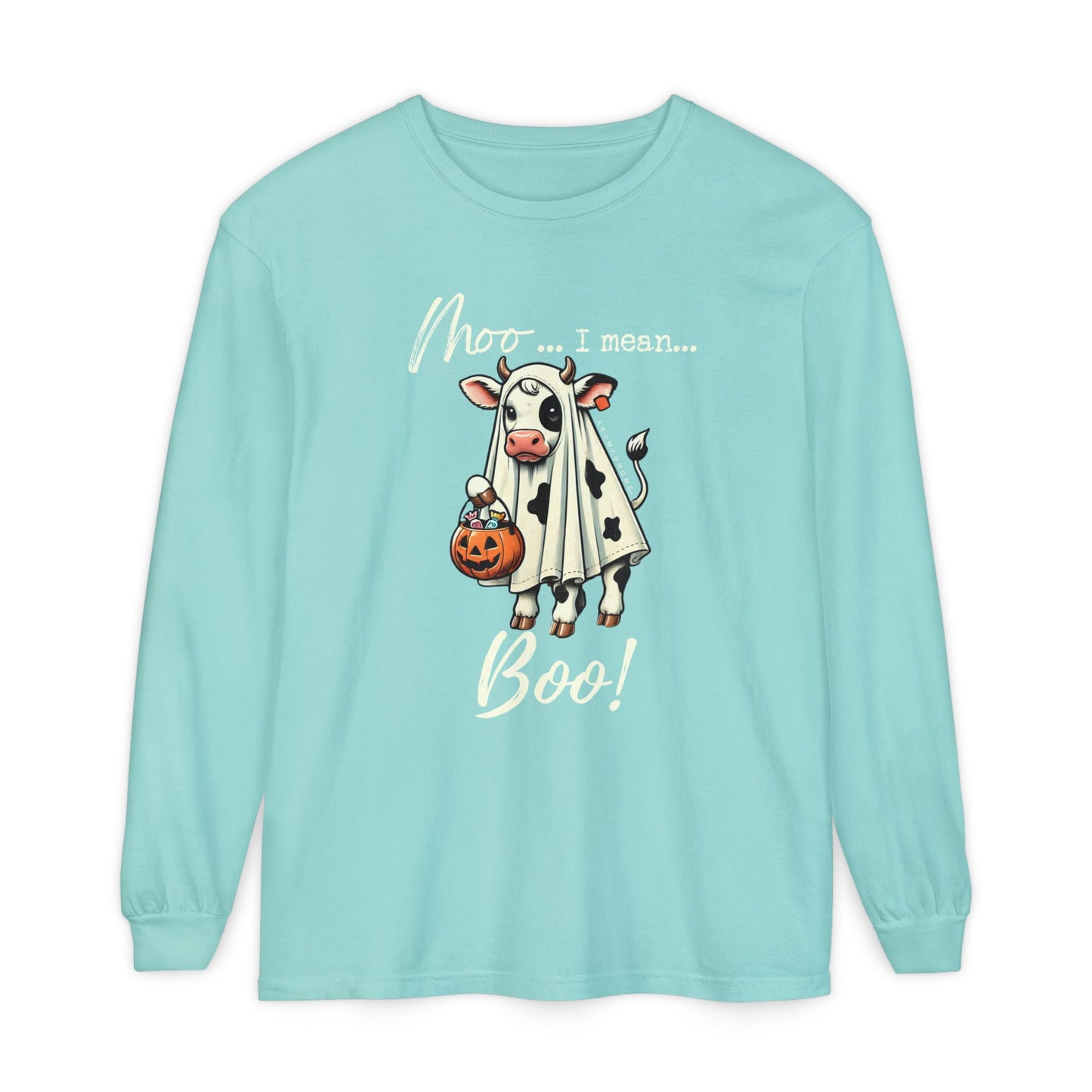 Moo I Mean Boo | Premium Garment-dyed Long Sleeve Shirt