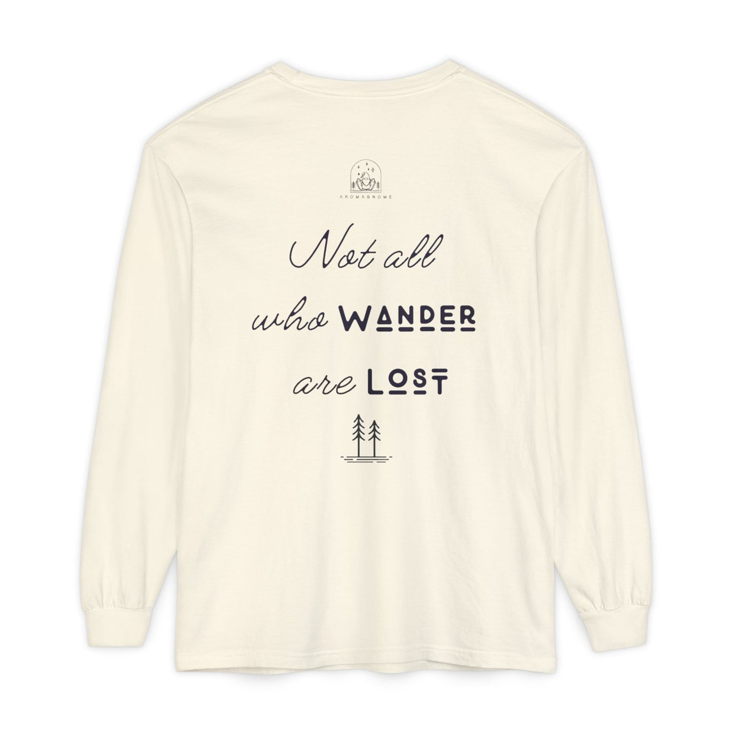 Wanderlust Gnome | Unisex Garment-dyed Long Sleeve Shirt
