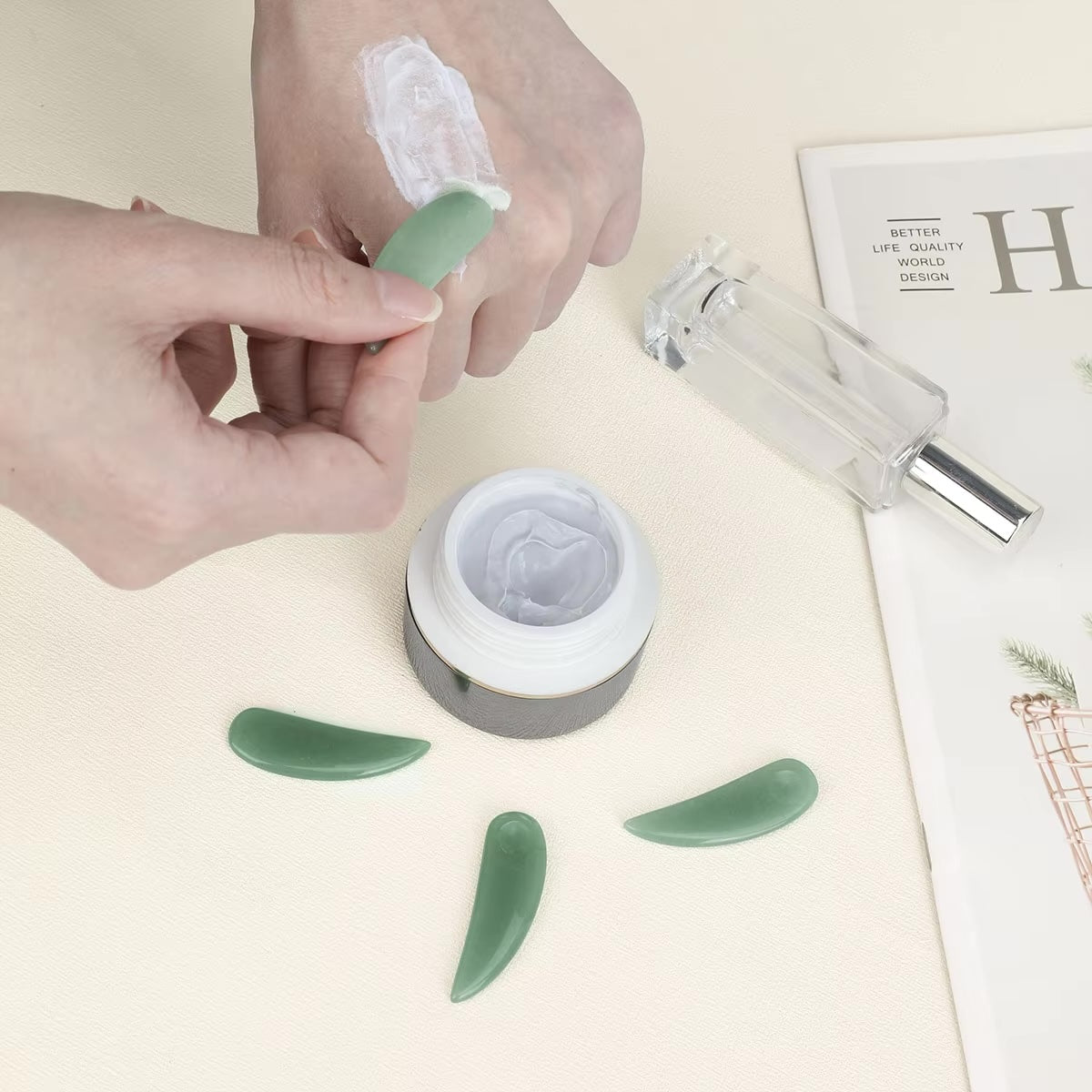 Aventurine Spoon Facial Applicator | Crystal Beauty Tool | Smooth Application for Creams & Serums