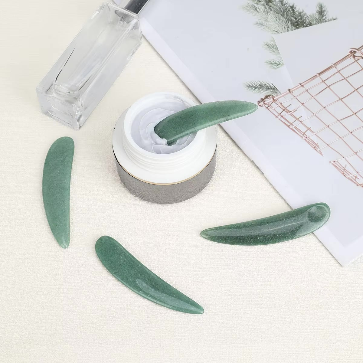 Aventurine Spoon Facial Applicator | Crystal Beauty Tool | Smooth Application for Creams & Serums