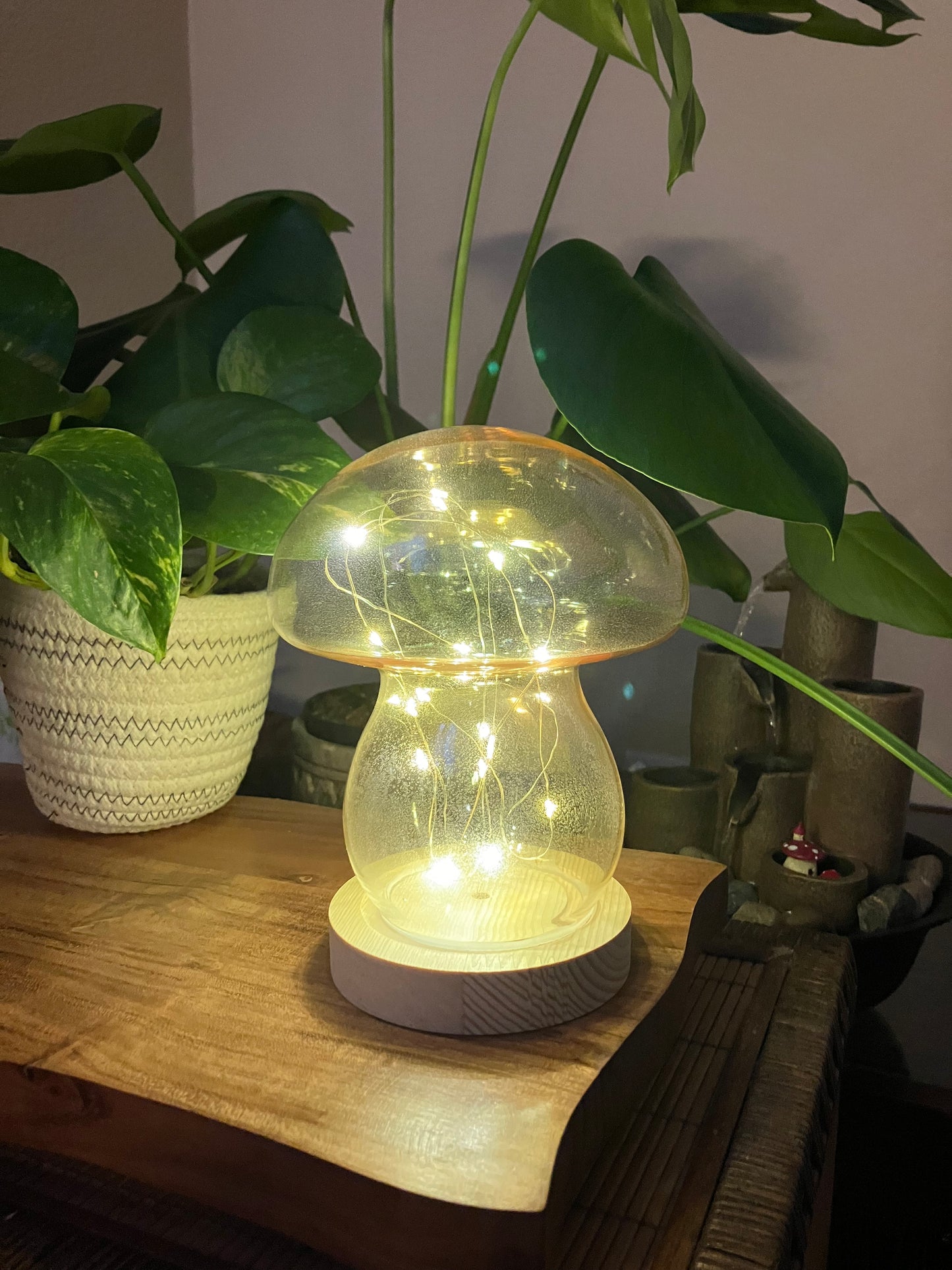 Fairy Light-Filled Mushroom | Cordless Light | Portable