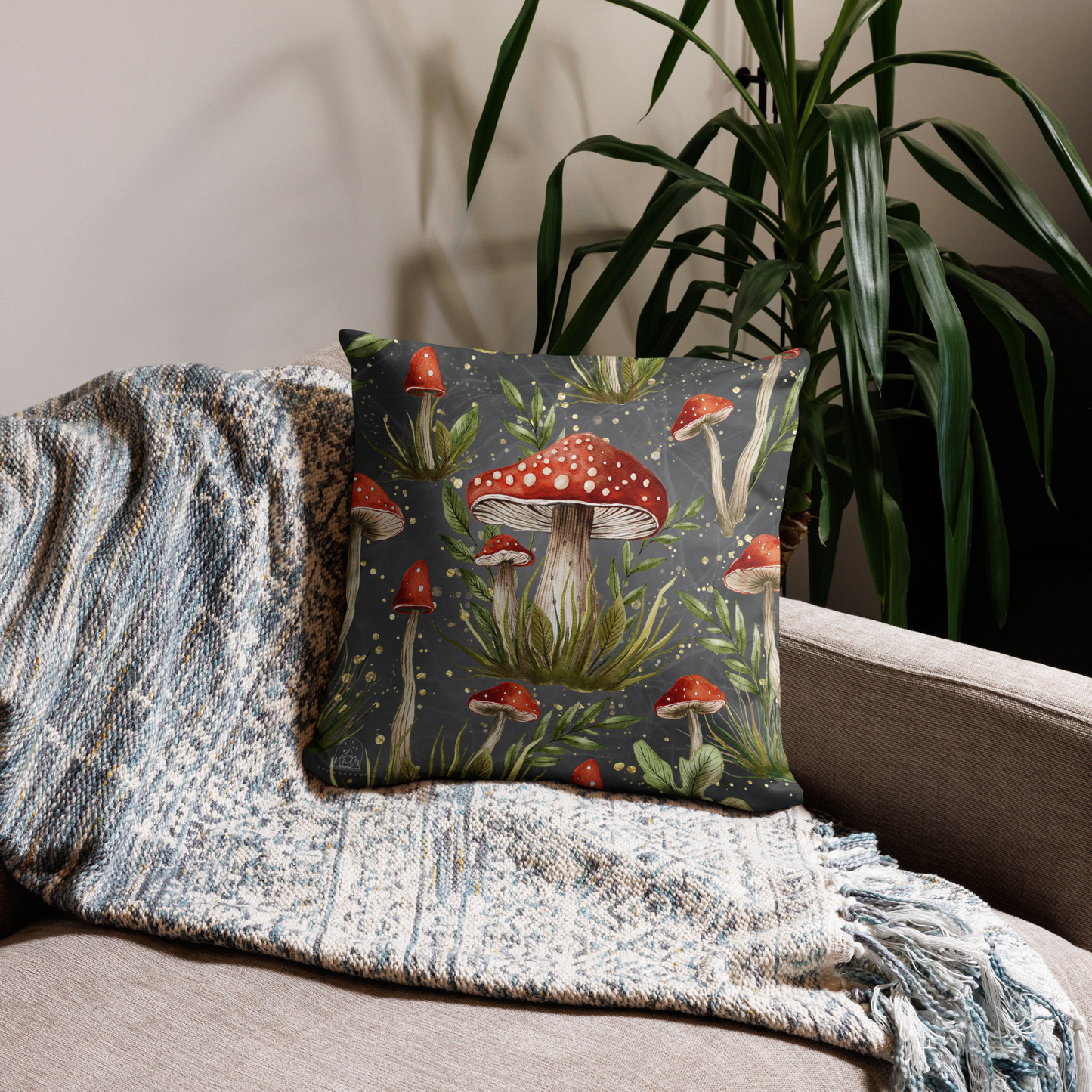 Mushroom & Moss Magic | Accent Pillow