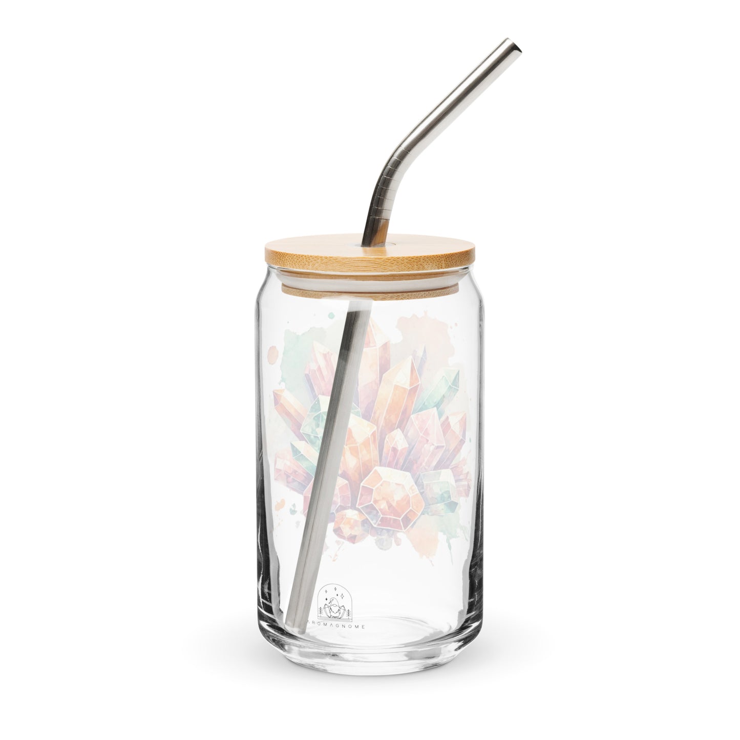 Citrine Crystal Cluster Glass | Bamboo Lid & Straw