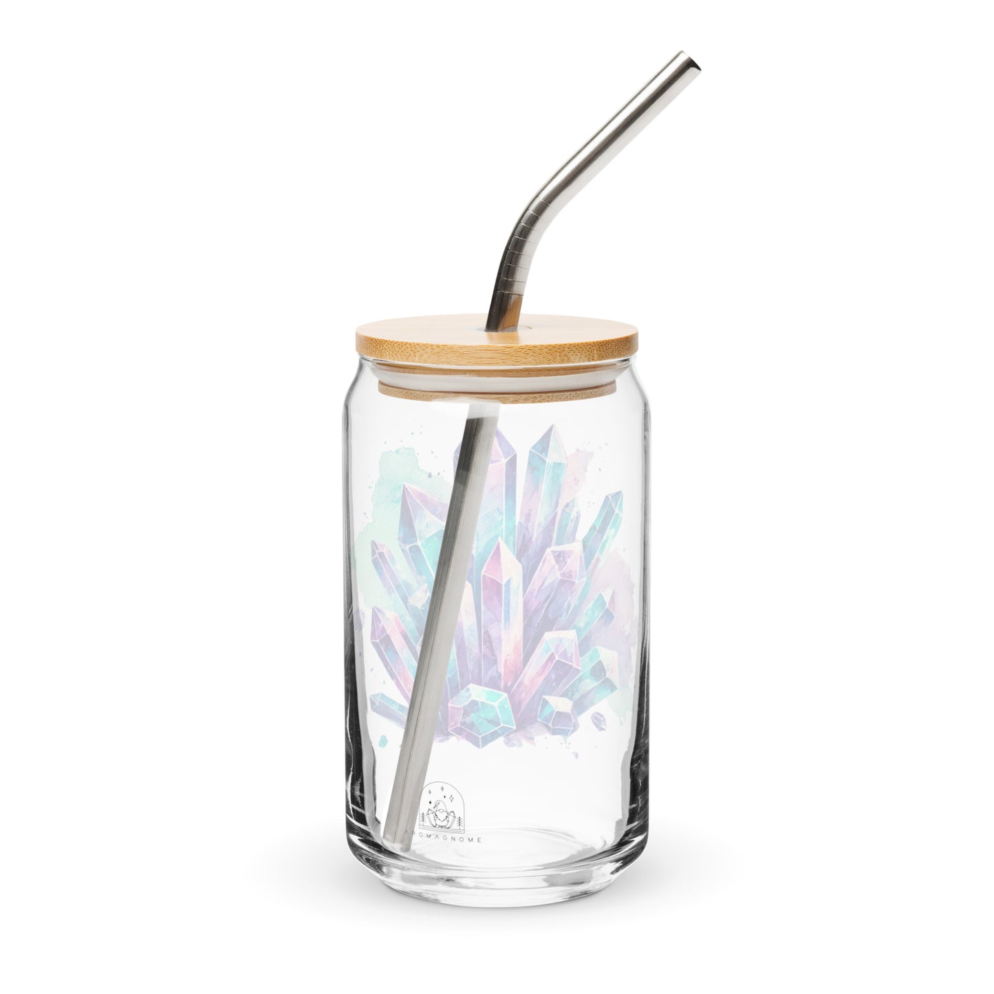 Florescent Cave Crystal Cluster Glass | Bamboo Lid & Straw