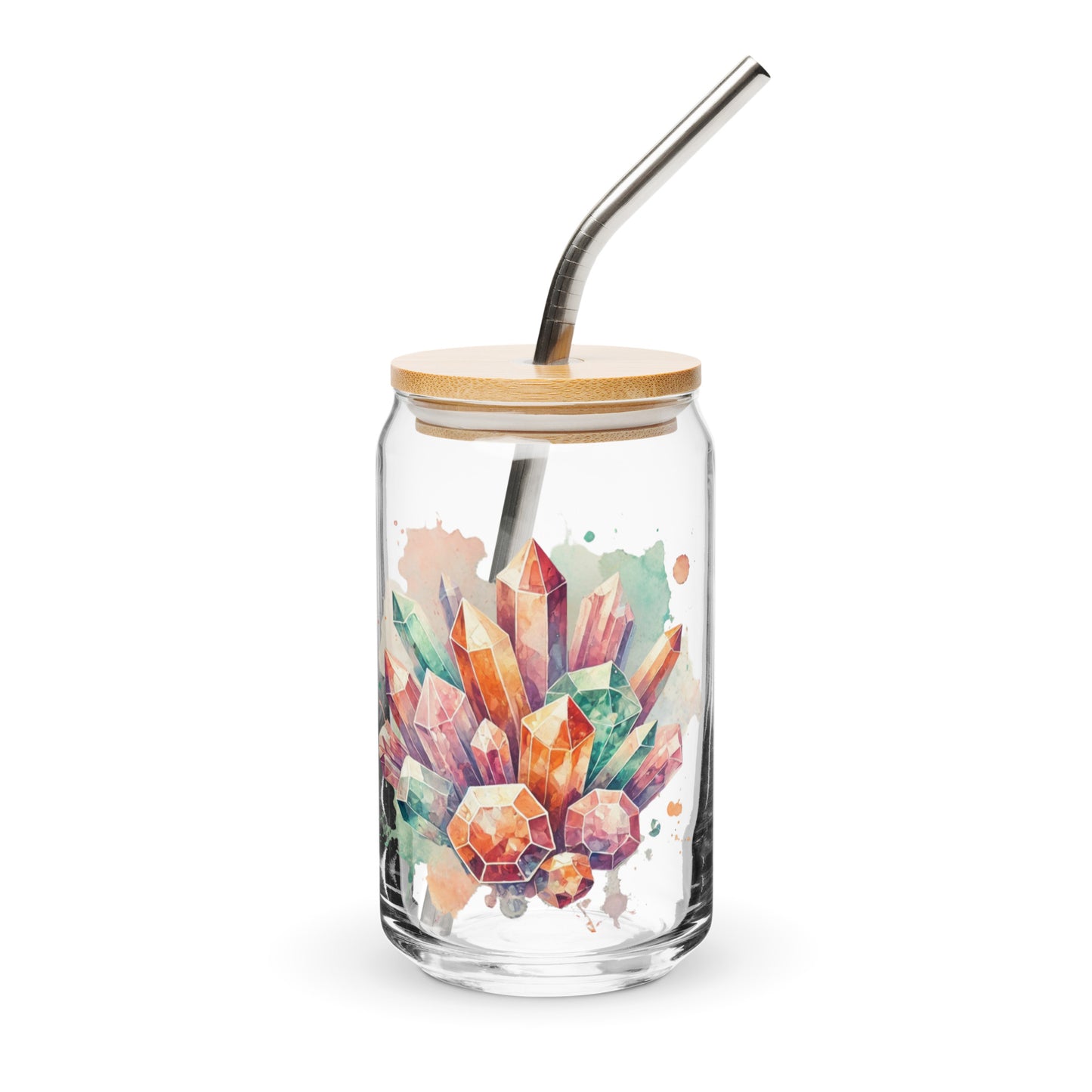 Citrine Crystal Cluster Glass | Bamboo Lid & Straw