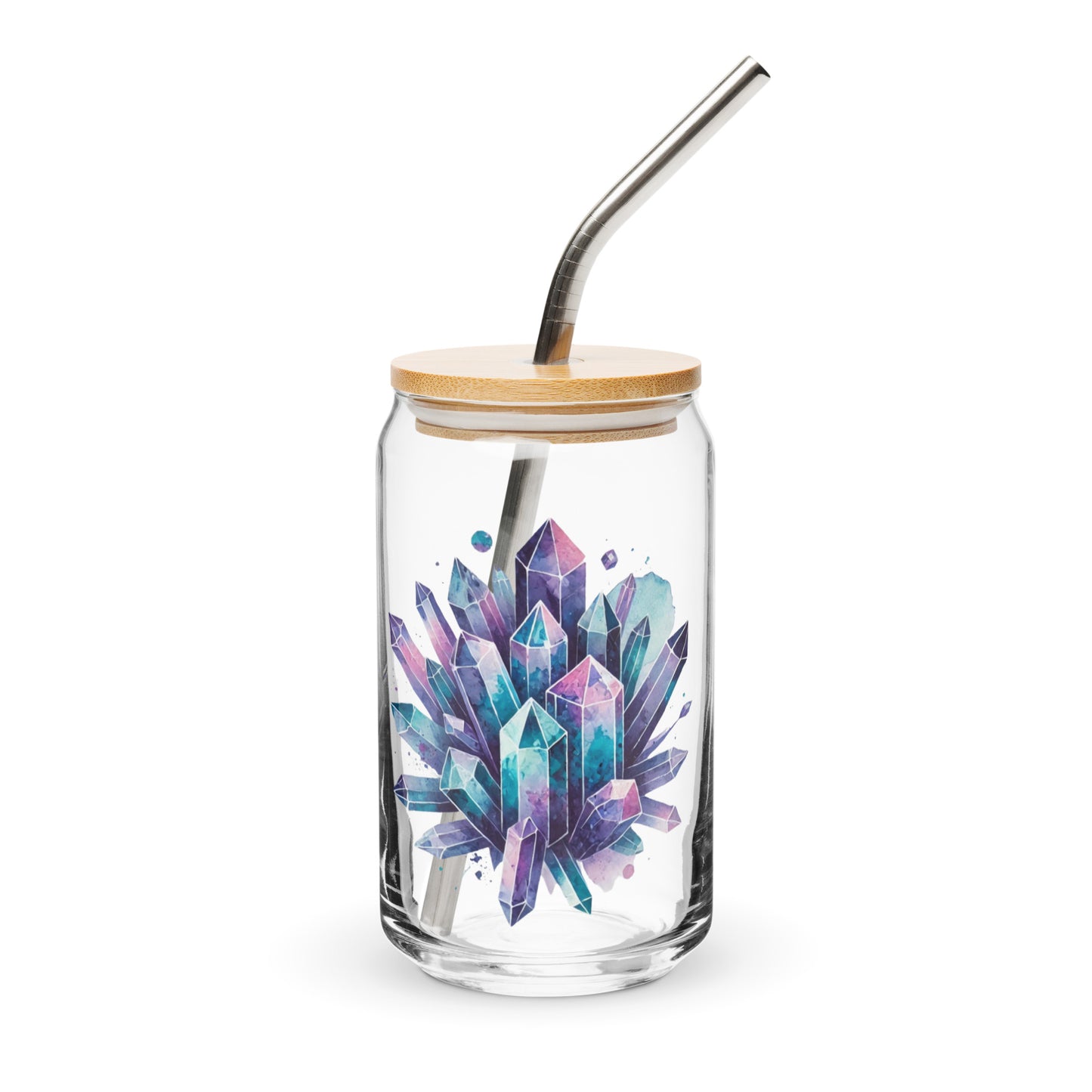 Deep Sea Quartz Crystal Cluster Glass | Bamboo Lid & Straw