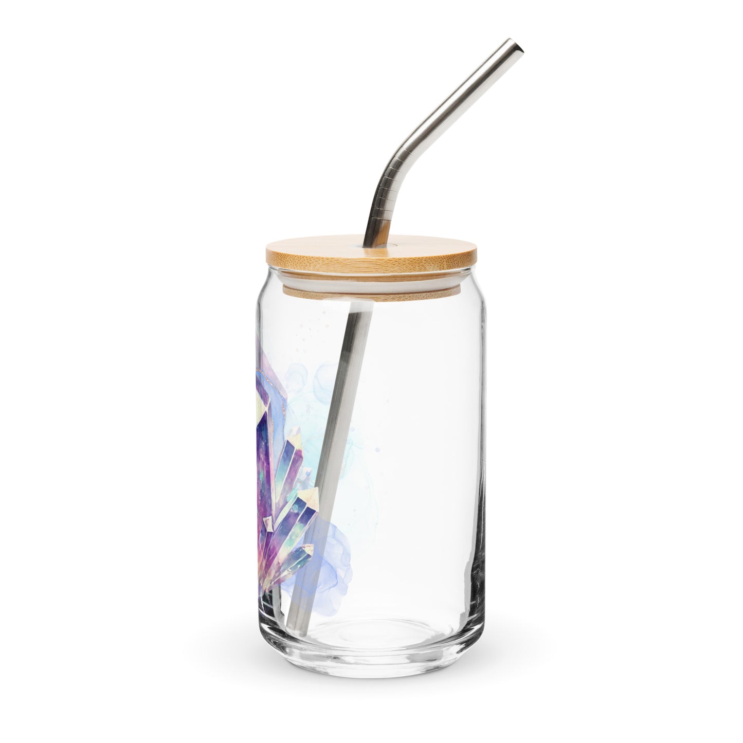 Aurora Quartz Crystal Cluster Glass | Bamboo Lid & Straw