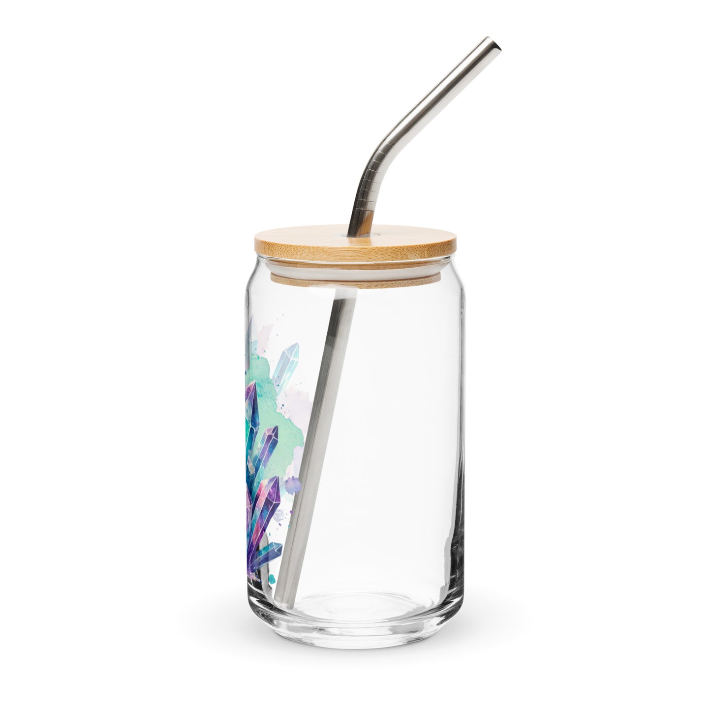 Florescent Cave Crystal Cluster Glass | Bamboo Lid & Straw