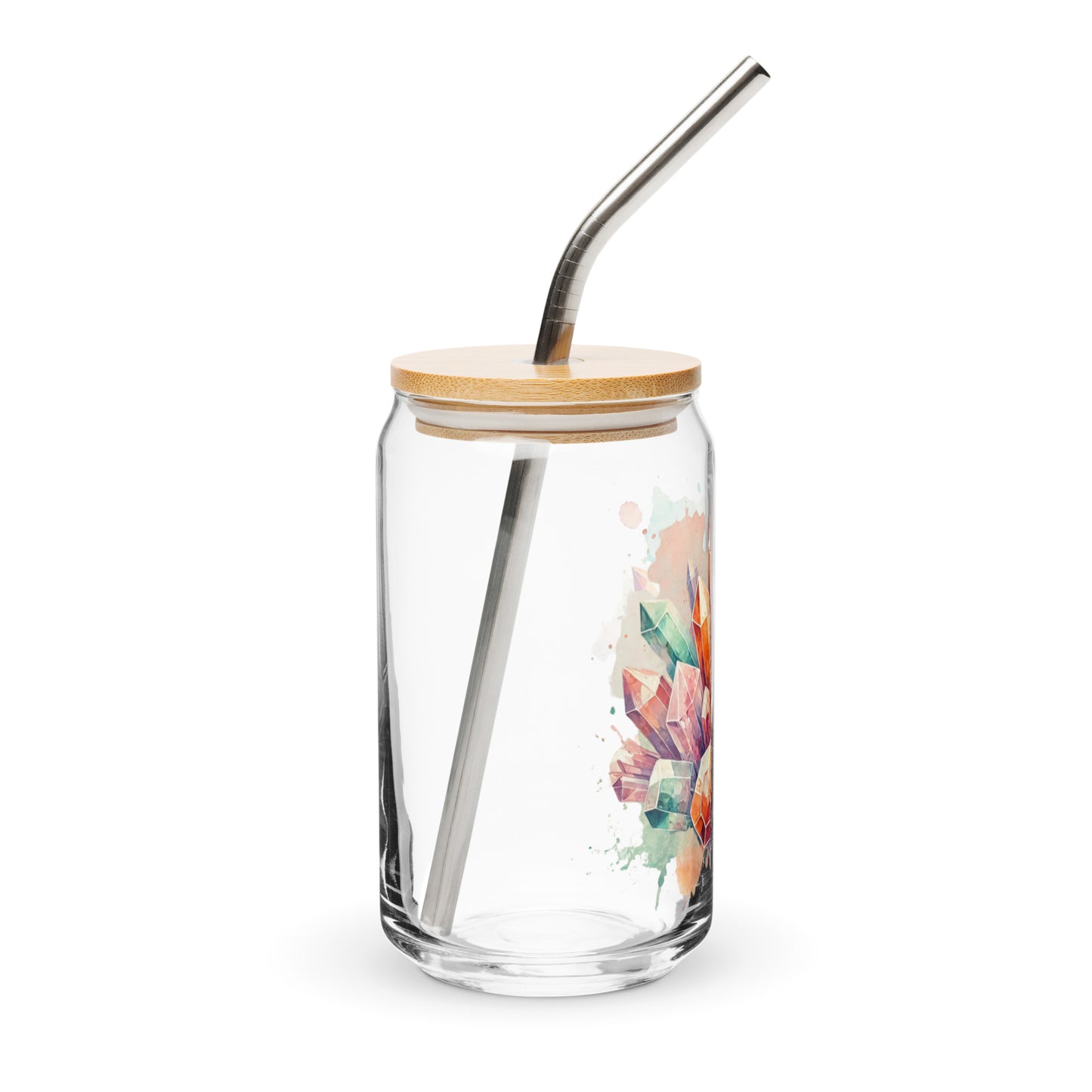 Citrine Crystal Cluster Glass | Bamboo Lid & Straw