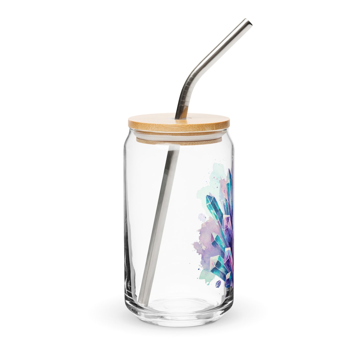 Florescent Cave Crystal Cluster Glass | Bamboo Lid & Straw