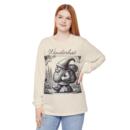 Wanderlust Gnome | Premium Long Sleeve Shirt | Unisex Garment-dyed