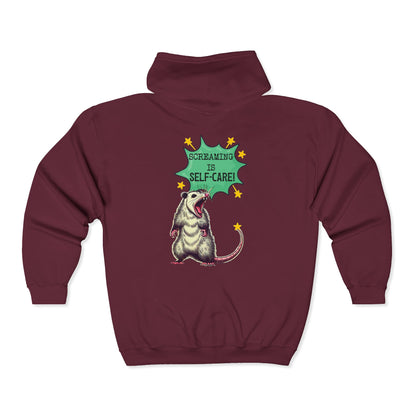 Zip Hoodie — Screaming is Self-Care Graphic Zip-Up
