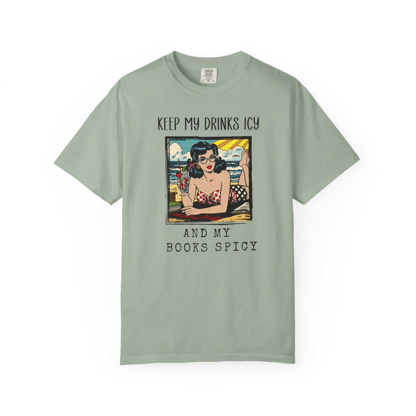 Keep My Drinks Icy And My Books Spicy T-shirt | Retro Pinup Beach Graphic