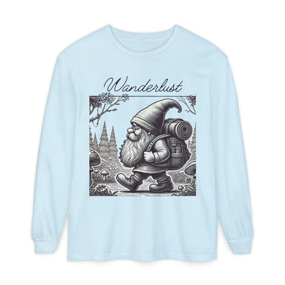 Wanderlust Gnome | Unisex Garment-dyed Long Sleeve Shirt