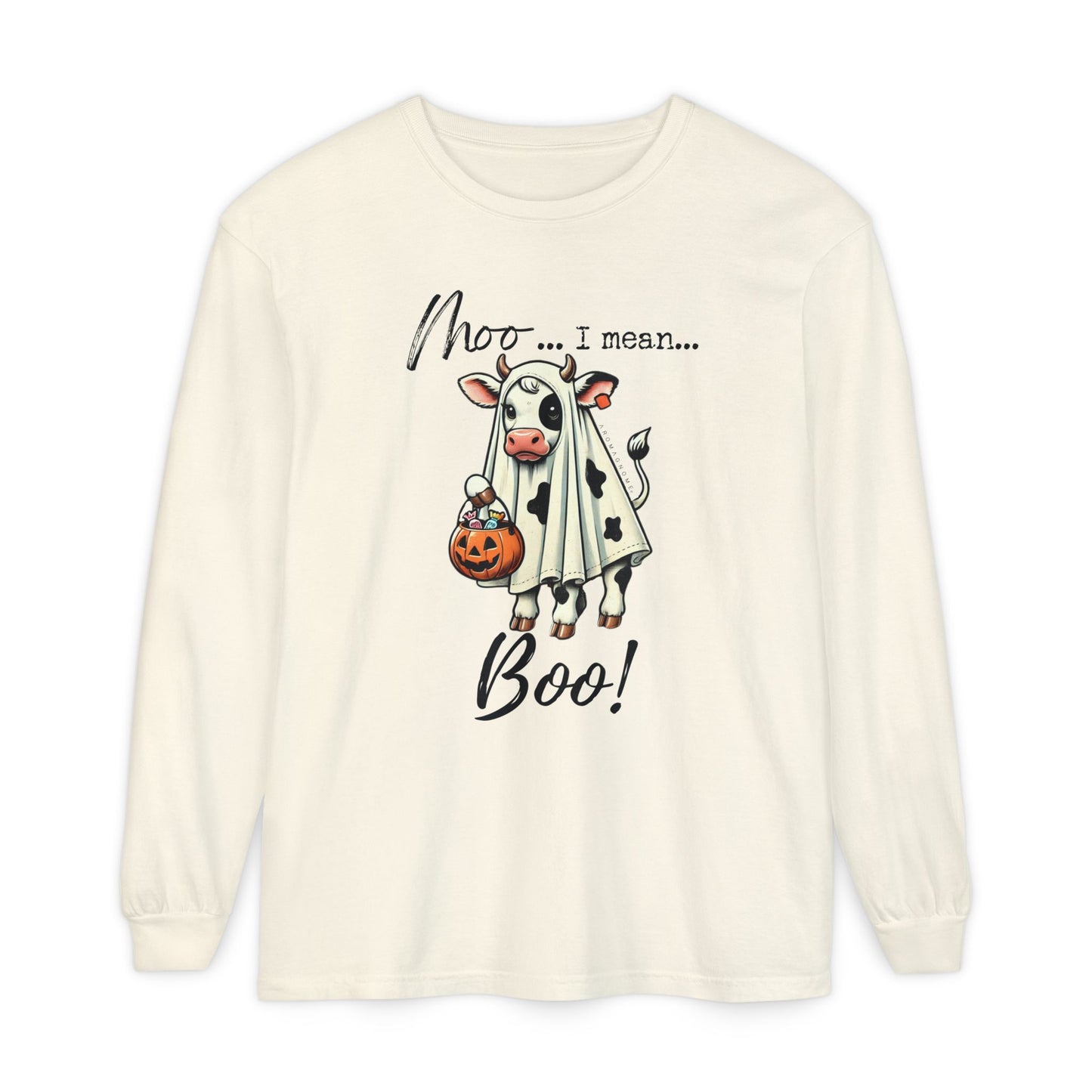 Moo I Mean Boo | Premium Garment-dyed Long Sleeve Shirt