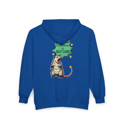 Zip Hoodie — Screaming is Self-Care Graphic Zip-Up