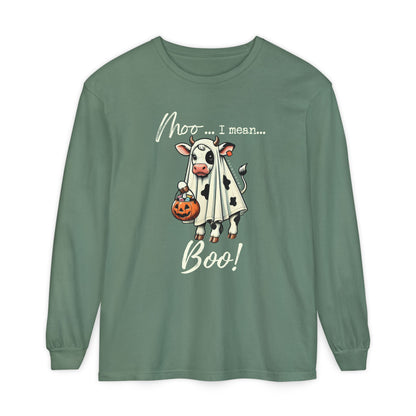 Moo I Mean Boo | Premium Garment-dyed Long Sleeve Shirt