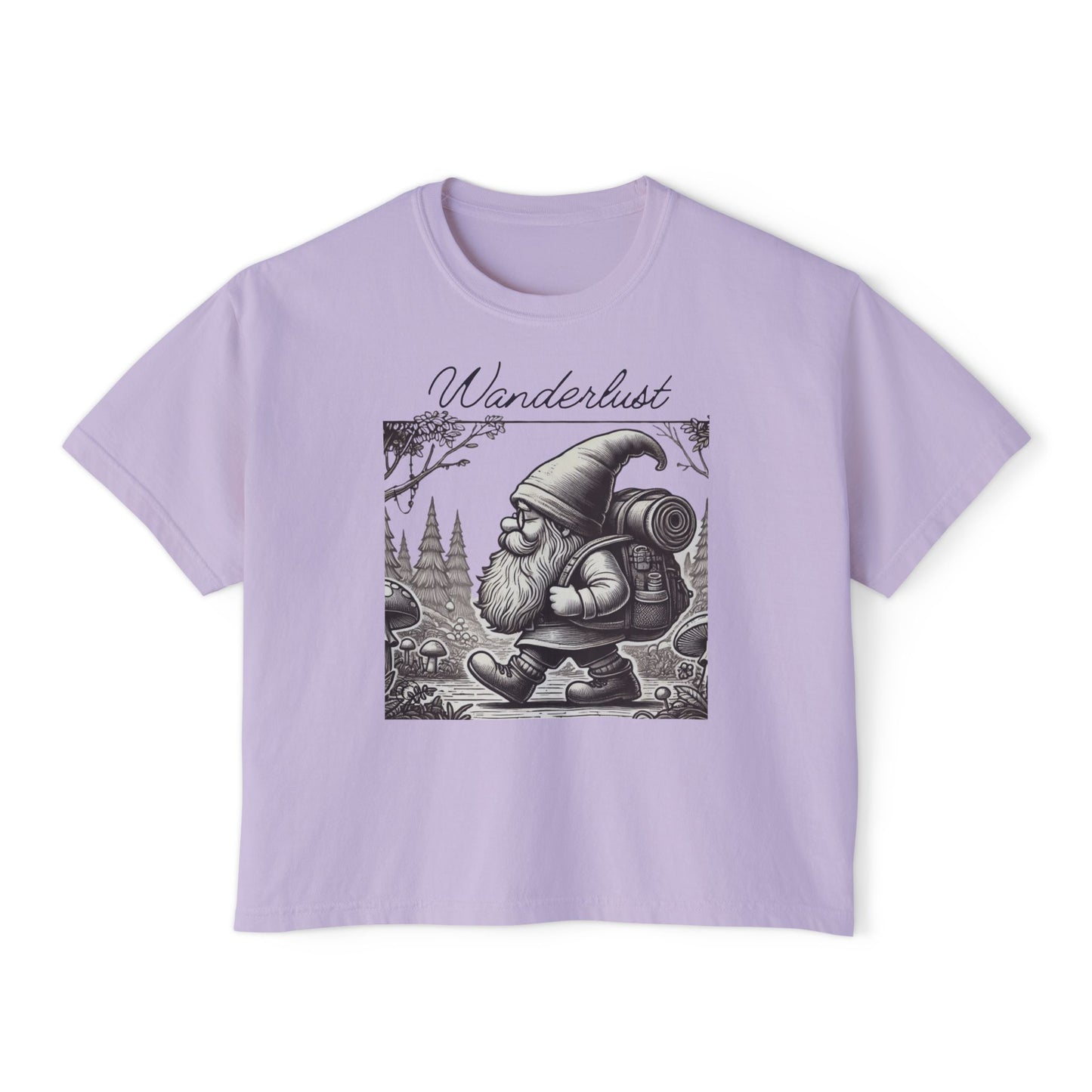 Wanderlust Gnome | Boxy Crop Top | Heavy Weight Cotton Cozieness
