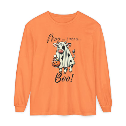 Moo I Mean Boo | Premium Garment-dyed Long Sleeve Shirt