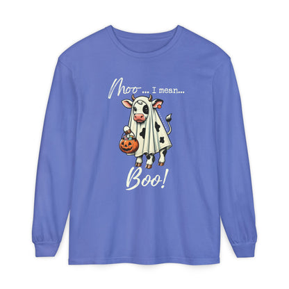 Moo I Mean Boo | Premium Garment-dyed Long Sleeve Shirt