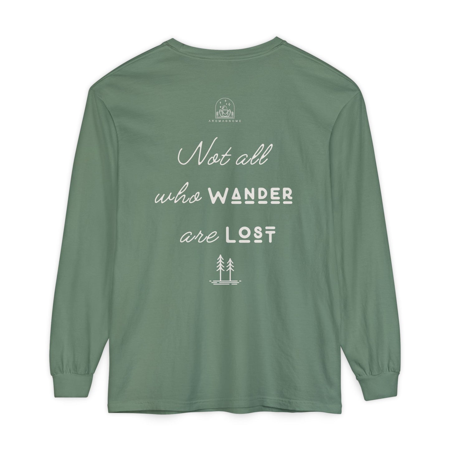 Wanderlust Gnome | Unisex Garment-dyed Long Sleeve Shirt