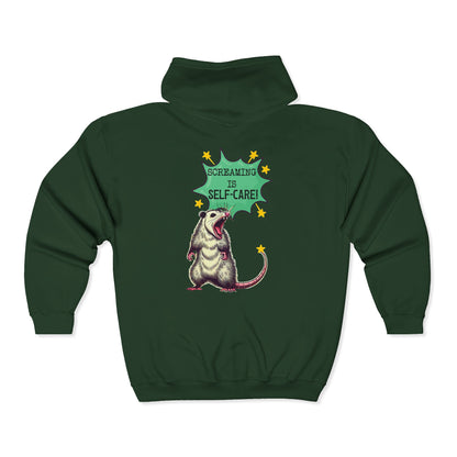 Zip Hoodie — Screaming is Self-Care Graphic Zip-Up