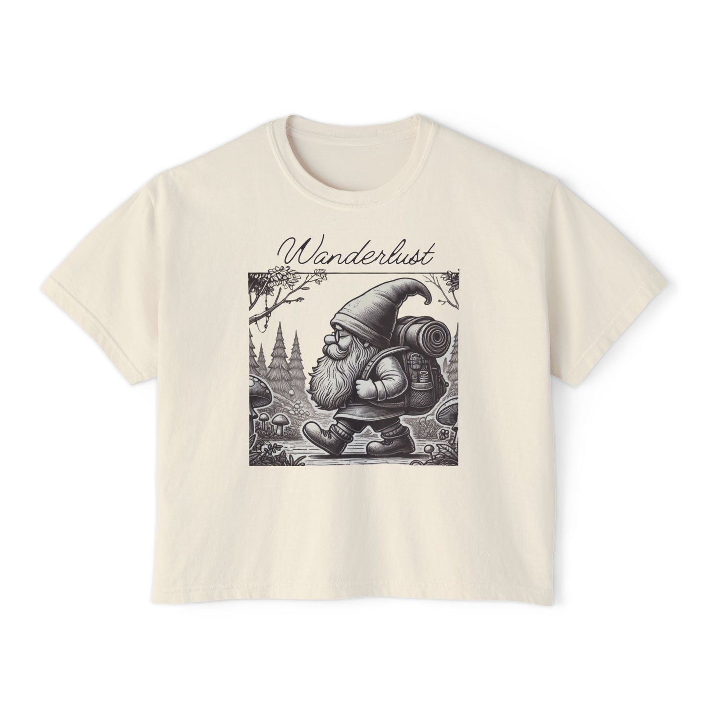 Wanderlust Gnome | Boxy Crop Top | Heavy Weight Cotton Cozieness