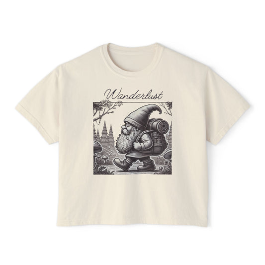 Wanderlust Gnome | Boxy Crop Top | Heavy Weight Cotton Cozieness