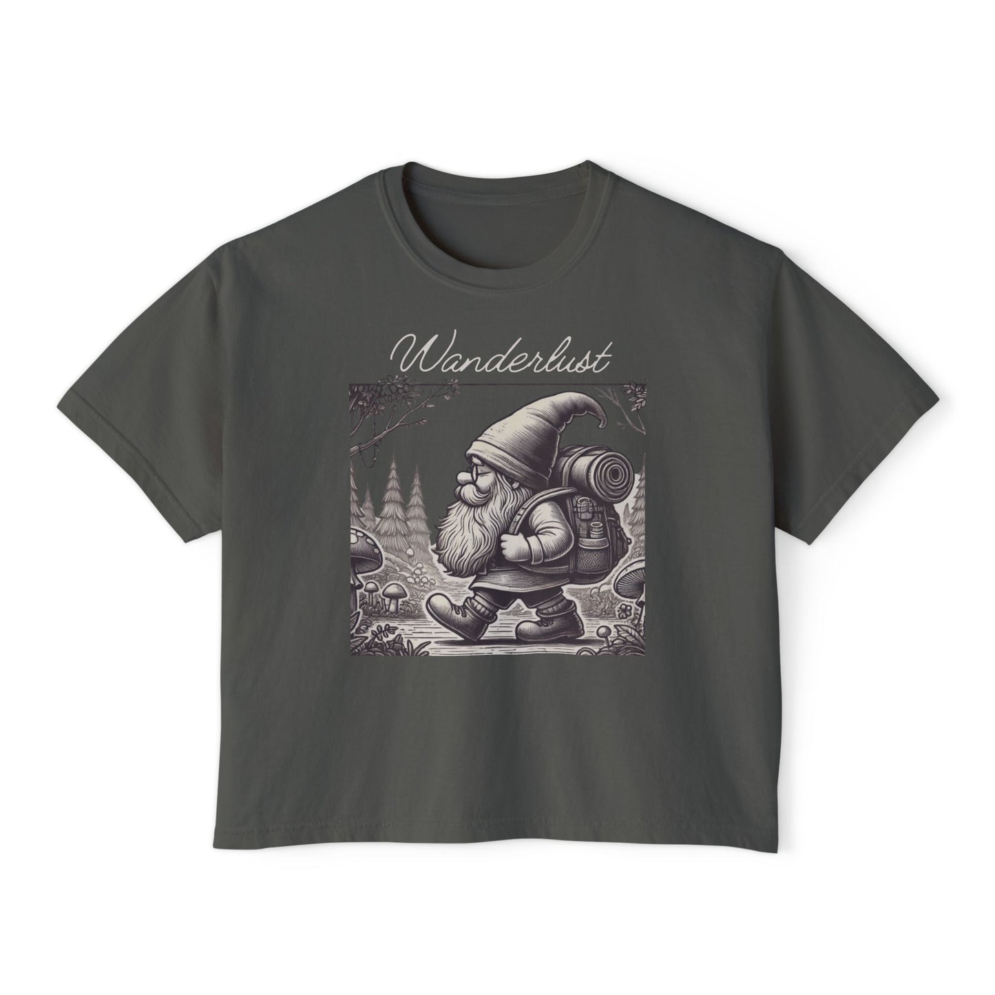 Wanderlust Gnome | Boxy Crop Top | Heavy Weight Cotton Cozieness