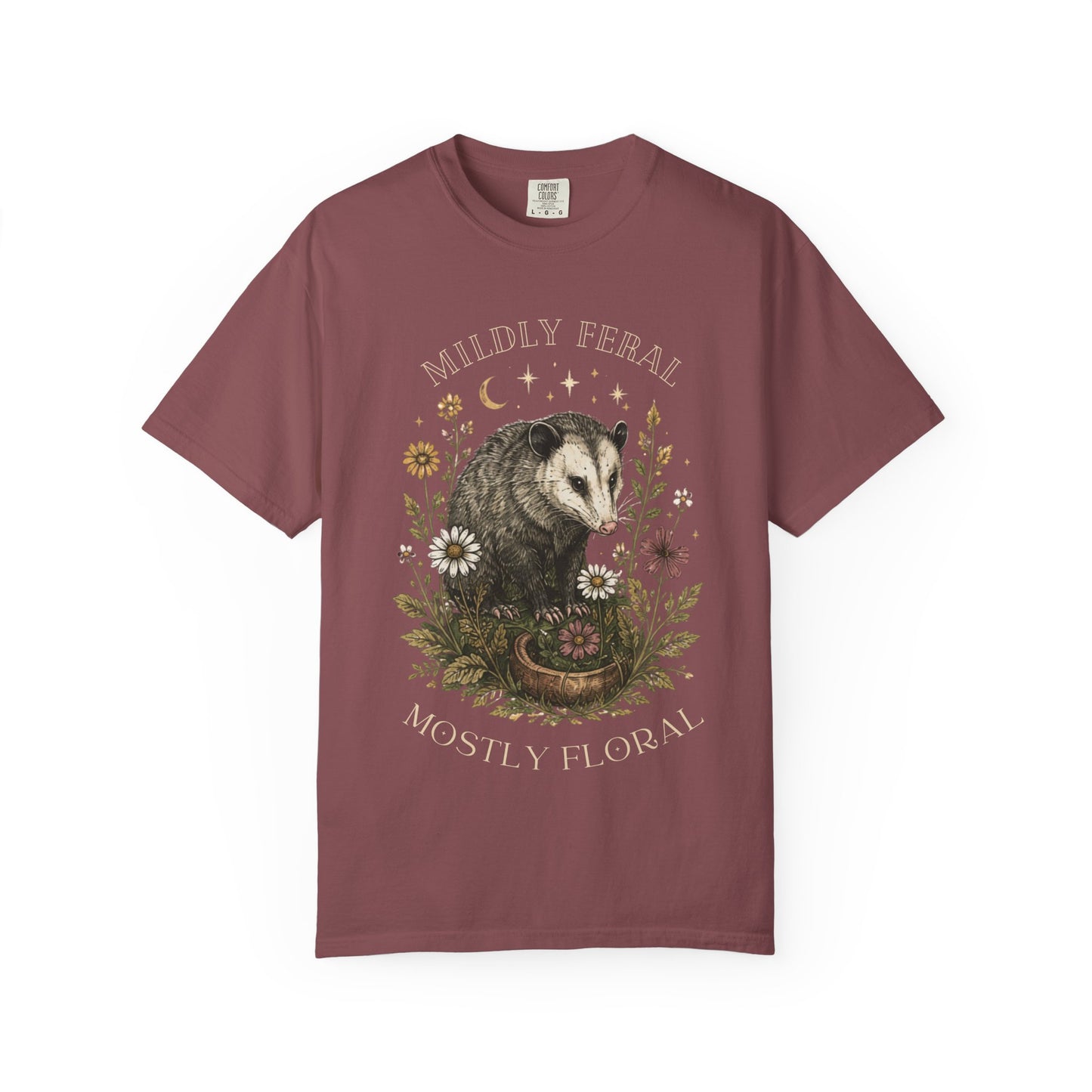 Mildly Feral Mostly Floral T-Shirt — Possum Floral Graphic Tee