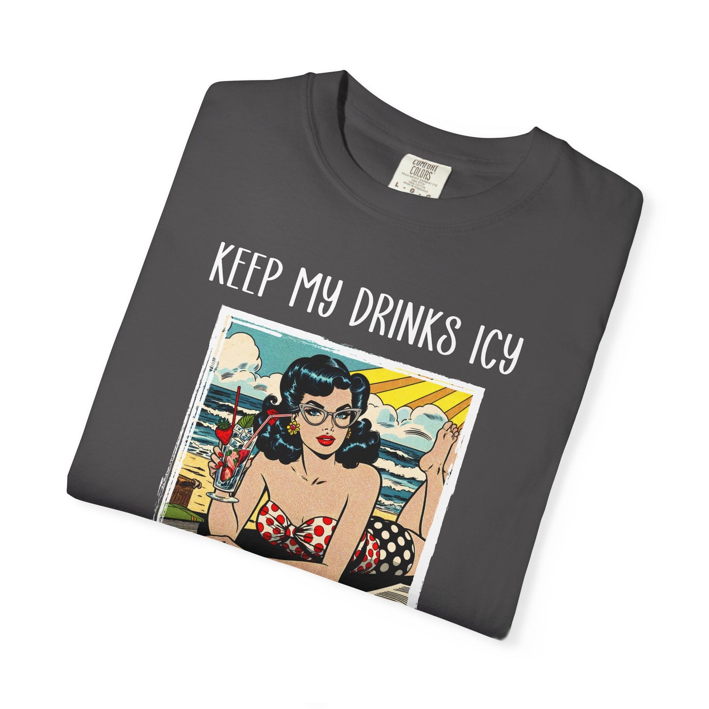 Keep My Drinks Icy And My Books Spicy T-shirt | Retro Pinup Beach Graphic