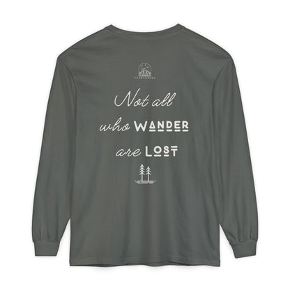 Wanderlust Gnome | Unisex Garment-dyed Long Sleeve Shirt