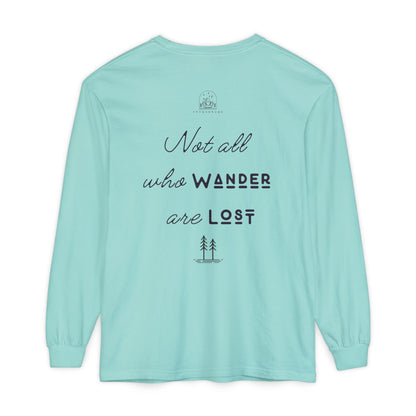 Wanderlust Gnome | Unisex Garment-dyed Long Sleeve Shirt