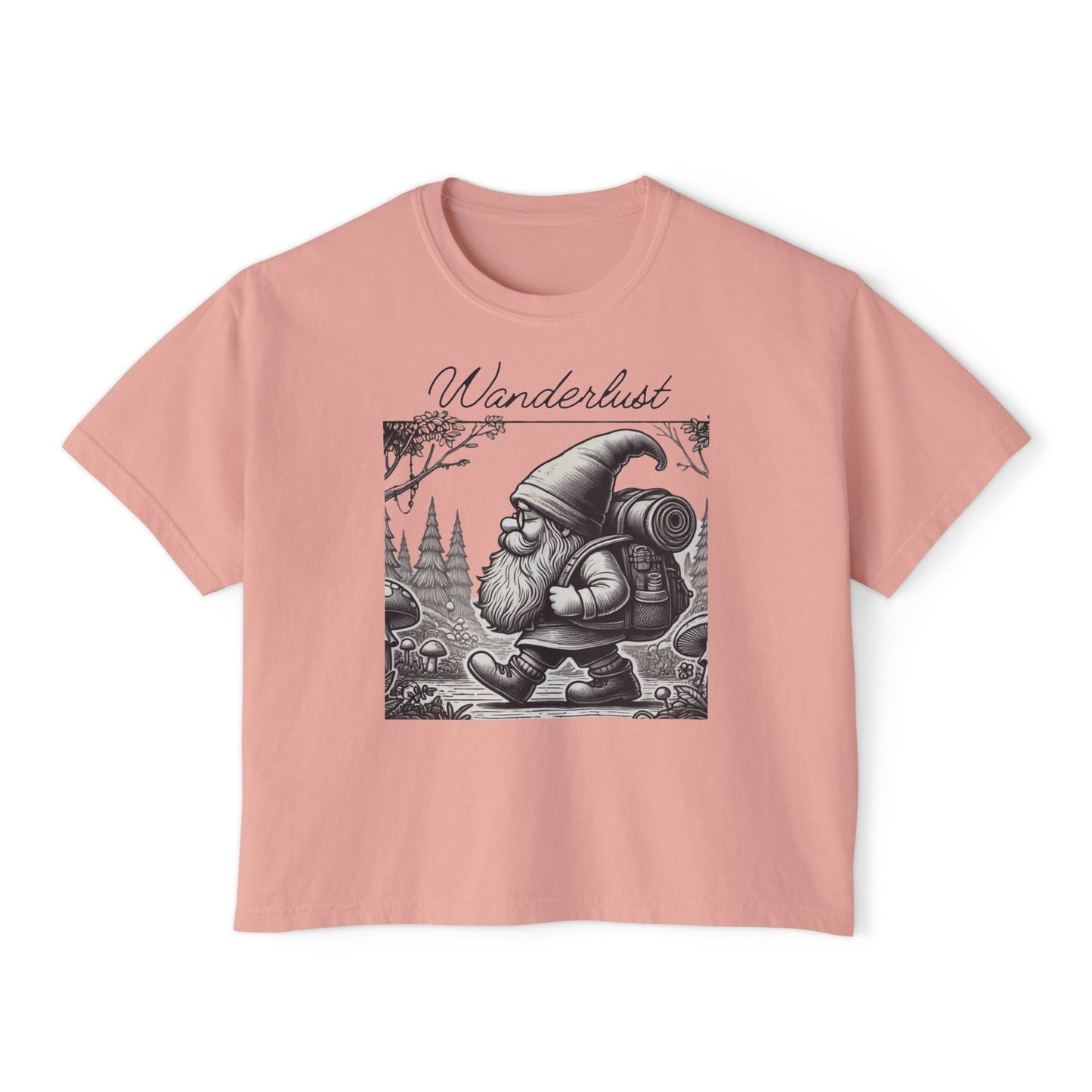 Wanderlust Gnome | Boxy Crop Top | Heavy Weight Cotton Cozieness