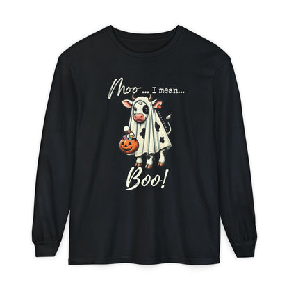 Moo I Mean Boo | Premium Garment-dyed Long Sleeve Shirt