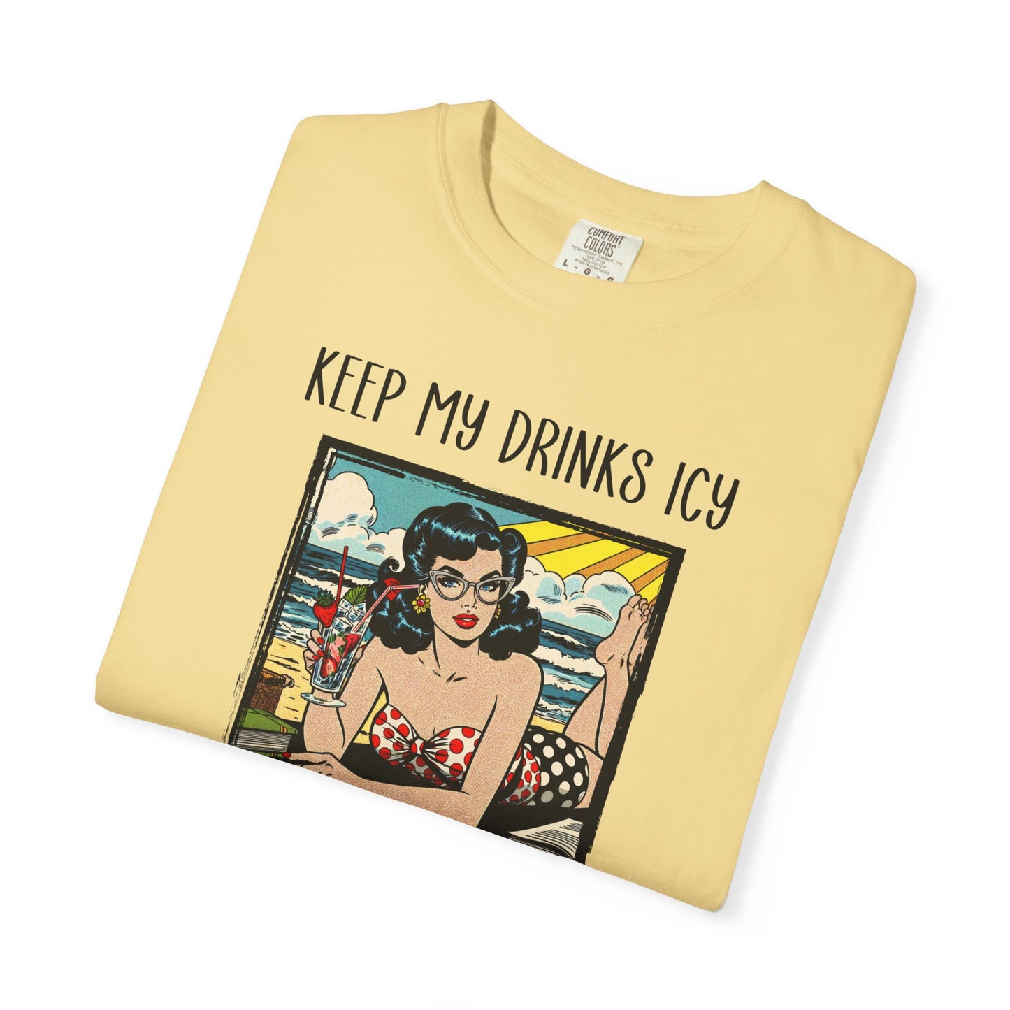 Keep My Drinks Icy And My Books Spicy T-shirt | Retro Pinup Beach Graphic