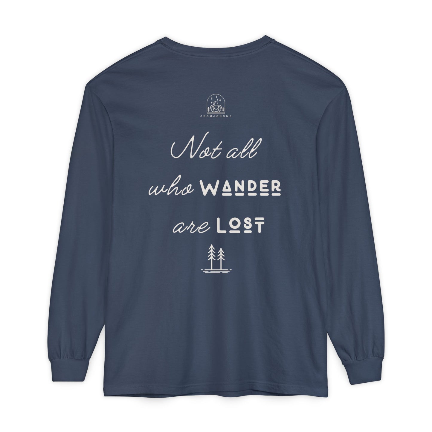 Wanderlust Gnome | Unisex Garment-dyed Long Sleeve Shirt