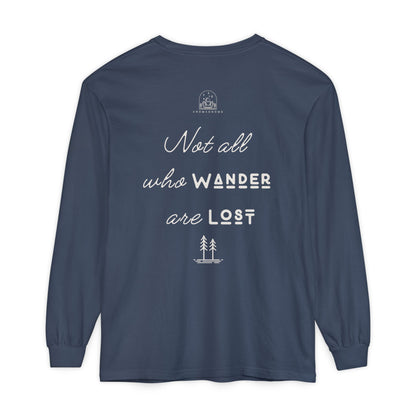 Wanderlust Gnome | Unisex Garment-dyed Long Sleeve Shirt