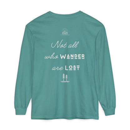 Wanderlust Gnome | Unisex Garment-dyed Long Sleeve Shirt
