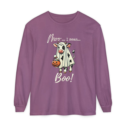 Moo I Mean Boo | Premium Garment-dyed Long Sleeve Shirt