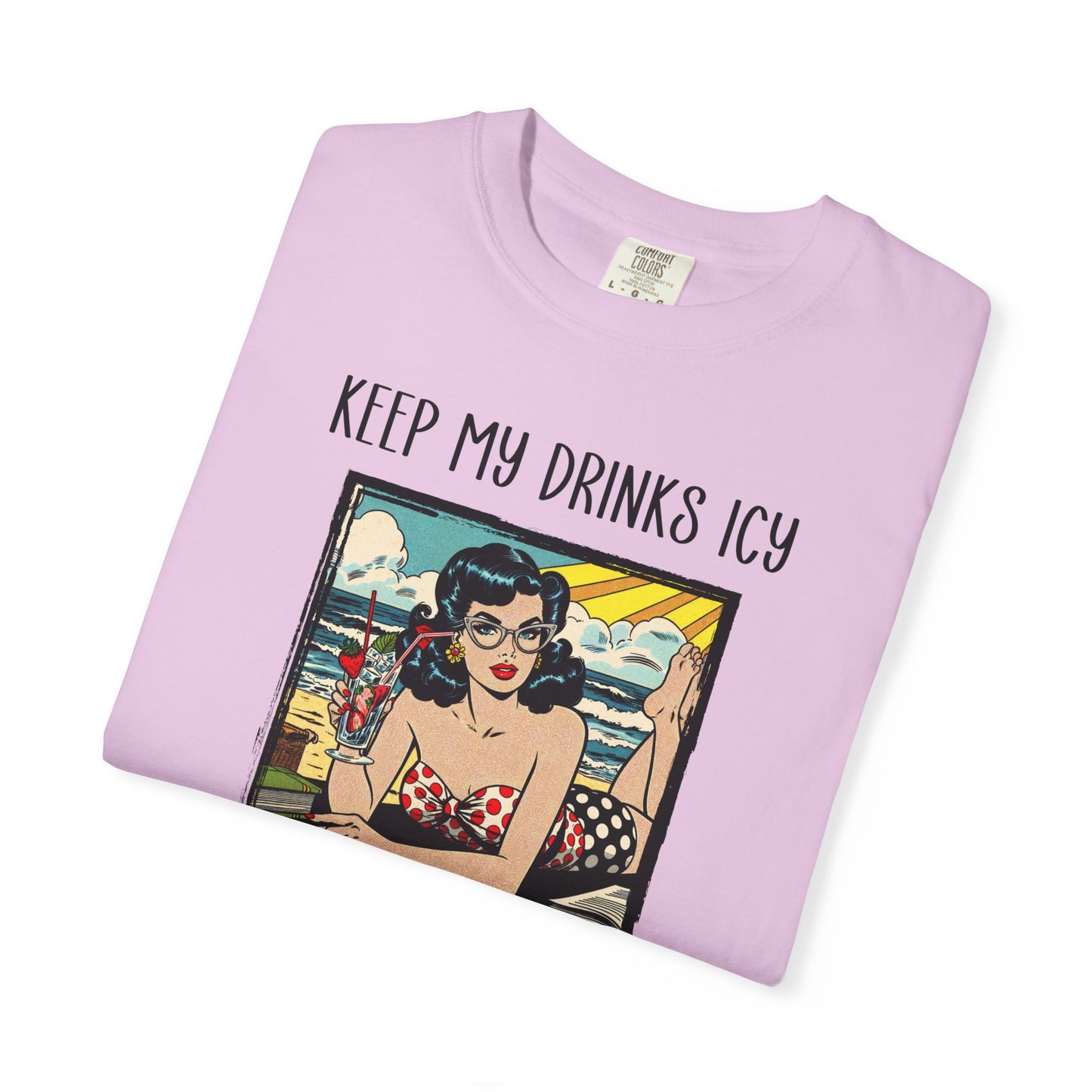 Keep My Drinks Icy And My Books Spicy T-shirt | Retro Pinup Beach Graphic