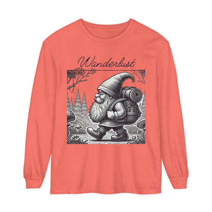 Wanderlust Gnome | Premium Long Sleeve Shirt | Unisex Garment-dyed